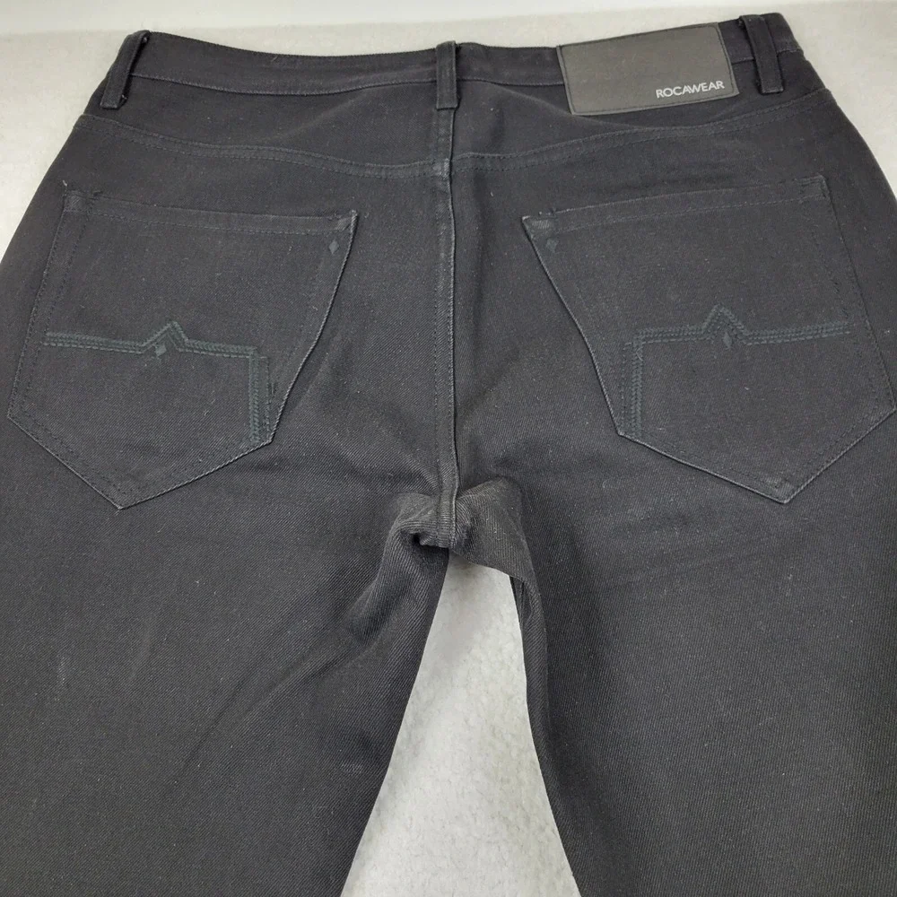 Rocawear Double Thigh Straight Leg Jeans Mens 34 x 33 Black Denim NWOT - Picture 13 of 14